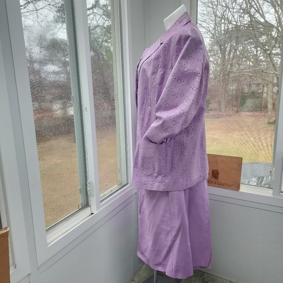 Leather Jacket Roaman’s Leather Lilac Eyelet Blazer & Box Pleated Maxi Skirt Set - Picture 4 of 15